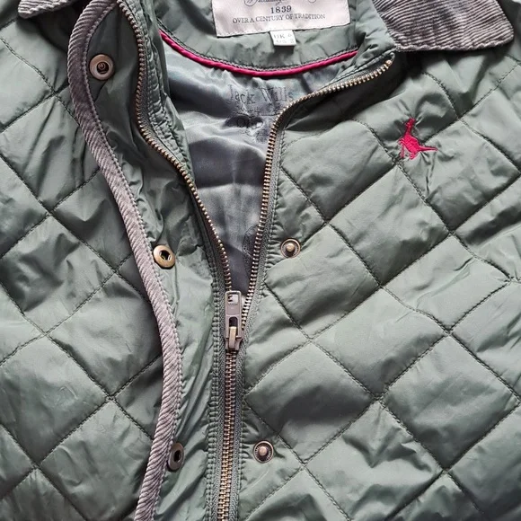 Jack Wills Cordings Quilted Barn Jacket Snap Zipper Elbow Patch Corduroy Collar - Picture 6 of 11